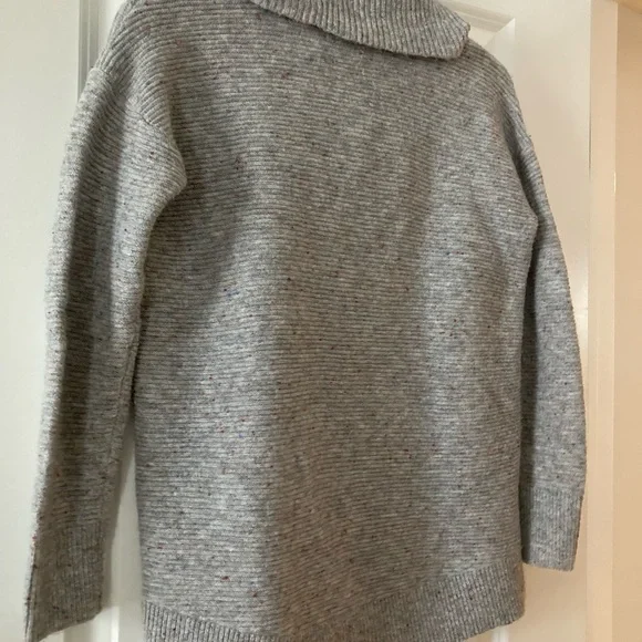 LOFT small sweater gray cowl neck ribbed - Picture 8 of 12